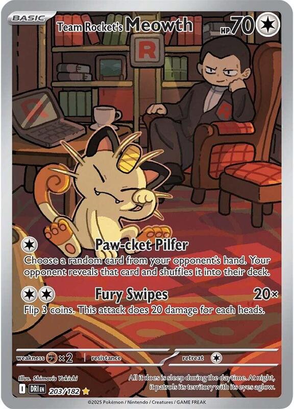 Team Rocket's Meowth - 203/182 — Near Mint (NM) — cb66036f-39e4-4c61-b8f8-be52c37c76cd