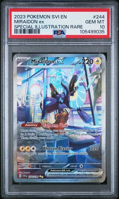 MIRAIDON EX · #244 · POKEMON SVI EN-SCARLET & VIOLET · PSA 10 — PSA 10 — 4bf69a93-7e6c-457e-8e9d-1b04053db5fb