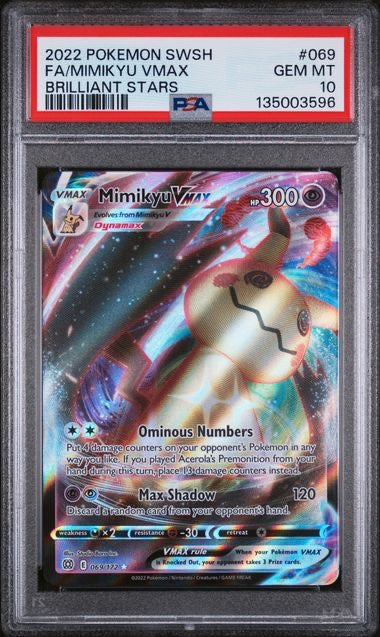 FA/MIMIKYU VMAX · #069 · POKEMON SWORD & SHIELD BRILLIANT STARS · PSA 10 — PSA 10 — 6f0e9443-fa53-4237-b567-16b469e854aa
