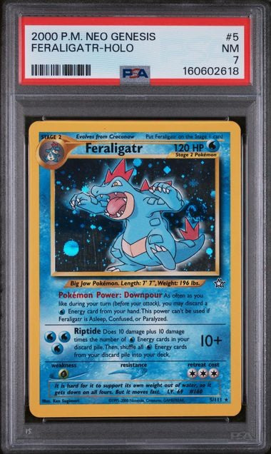 FERALIGATR-HOLO · #5 · POKEMON NEO GENESIS · PSA 7 — PSA 7 — 3a966d6a-f510-4f90-b875-b67bb9cb676c
