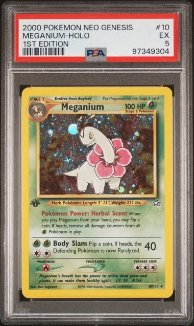 MEGANIUM-HOLO · #10 · POKEMON NEO GENESIS 1ST EDITION · PSA 5 — PSA 5 — 3a966d6a-f510-4f90-b875-b67bb9cb676c