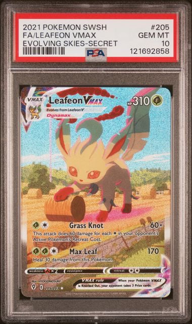 FA/LEAFEON VMAX · #205 · POKEMON SWORD & SHIELD EVOLVING SKIES · PSA 10 — PSA 10 — 4bf69a93-7e6c-457e-8e9d-1b04053db5fb