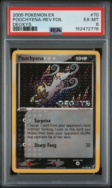 POOCHYENA-REV.FOIL · #70 · POKEMON EX DEOXYS · PSA 6 — PSA 6 — 3a966d6a-f510-4f90-b875-b67bb9cb676c