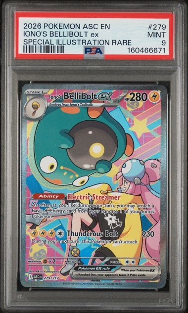IONO'S BELLIBOLT EX · #279 · POKEMON ASC EN-ASCENDED HEROES · PSA 9 — PSA 9 — 9de14e06-0e84-48ac-80e5-83e4ba6d1f2f