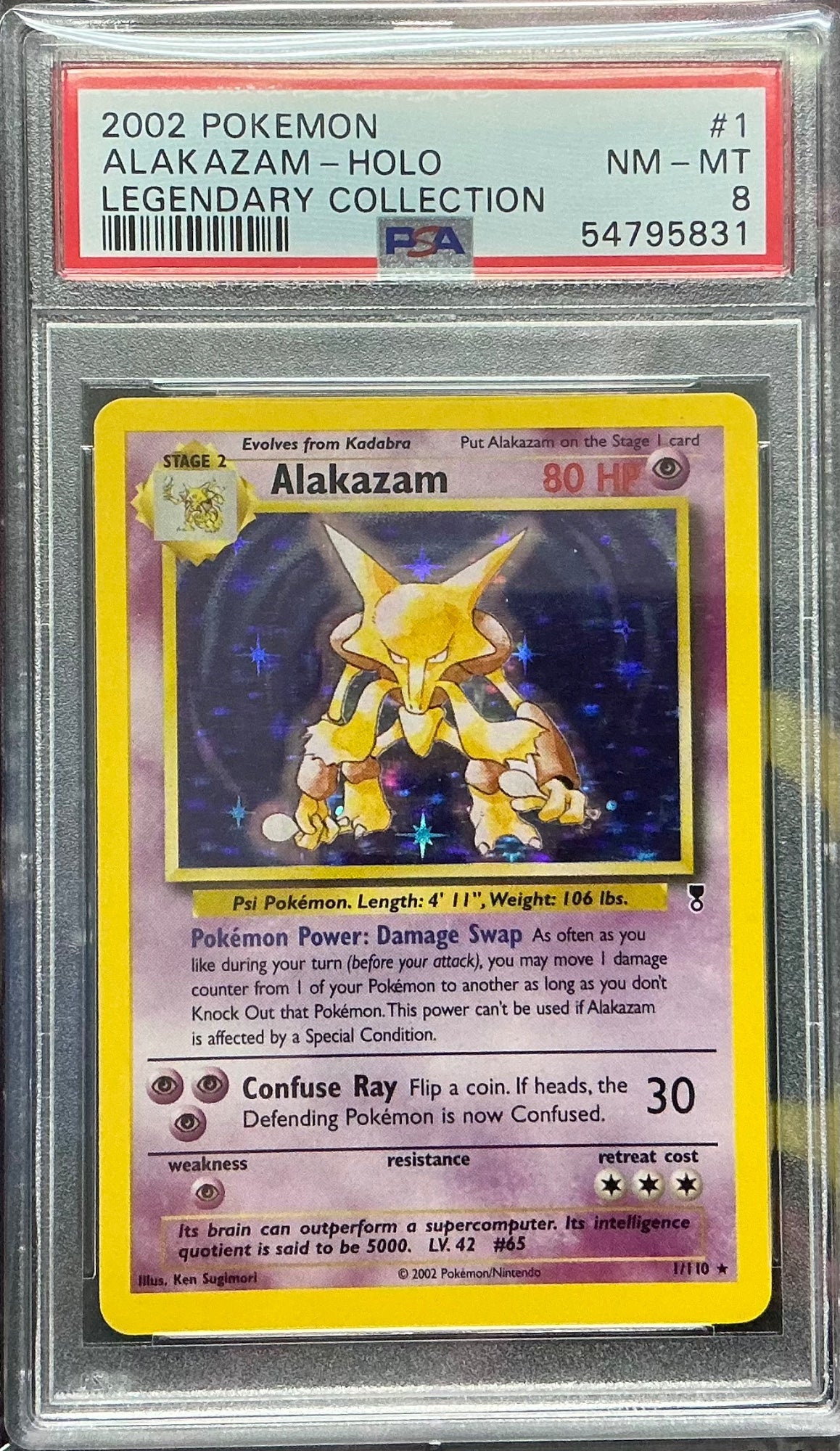 ALAKAZAM-HOLO · #1 · POKEMON LEGENDARY COLLECTION · PSA 8 — PSA 8 — 08745aa3-7cfb-41bf-81b5-0436bf3002c5