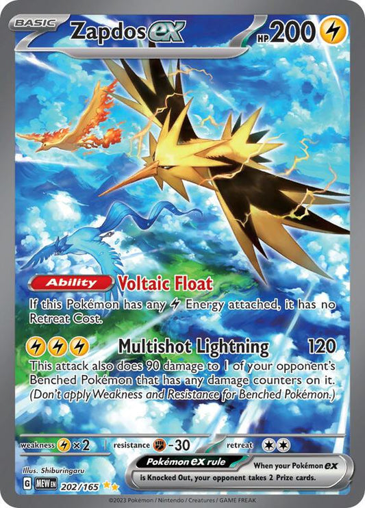 Zapdos ex - 202/165 — Near Mint (NM) — c92a4de7-3c22-4c71-971d-475a95558c2e