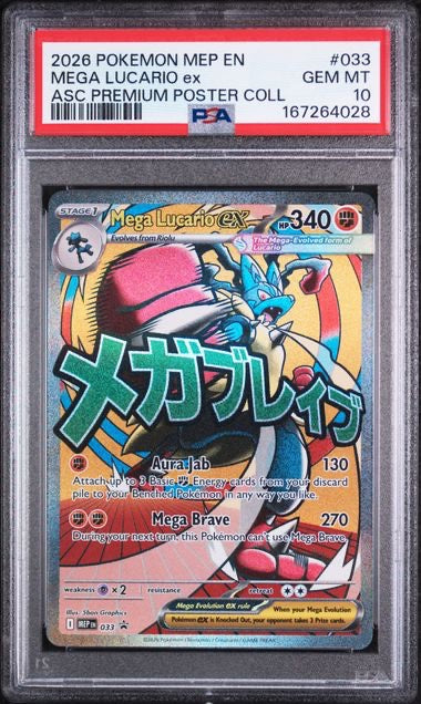 MEGA LUCARIO EX · #033 · POKEMON MEP EN-ME BLACK STAR PROMO · PSA 10 — PSA 10 — 61c718fb-c3db-4491-a42b-d7b2852c11f5