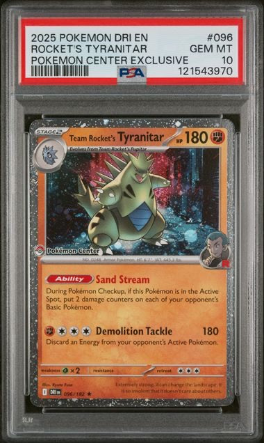 ROCKET'S TYRANITAR · #096 · POKEMON DRI EN-DESTINED RIVALS · PSA 10 — PSA 10 — e9a680ad-efe4-41ec-ac06-57c740a467bd