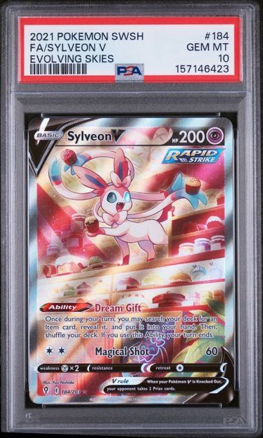 FA/SYLVEON V · #184 · POKEMON SWORD & SHIELD EVOLVING SKIES · PSA 10 — PSA 10 — 4ef833ea-b192-4fec-9252-abf18b2736d1