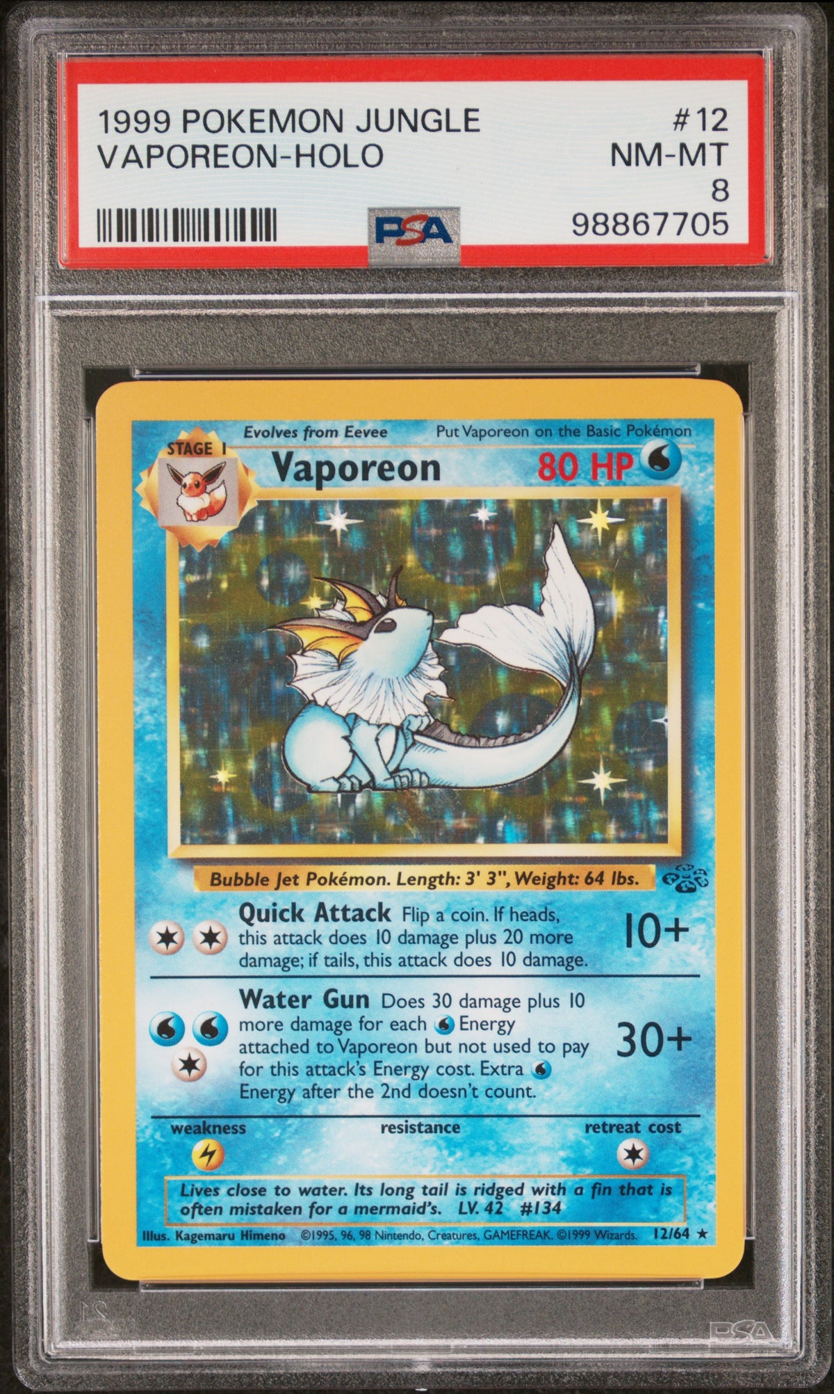 VAPOREON-HOLO · #12 · POKEMON JUNGLE · PSA 8 — PSA 8 — 8b8d5288-4392-4a6b-96c6-32a7c7c00c33