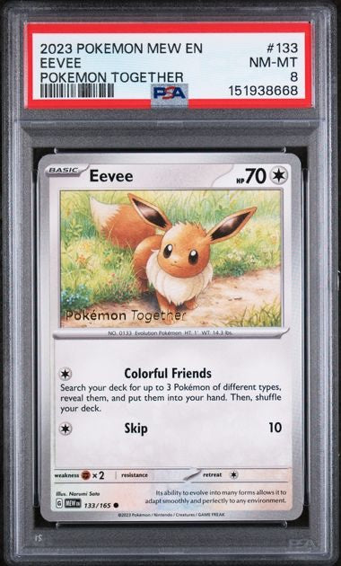 EEVEE · #133 · POKEMON MEW EN-151 · PSA 8 — PSA 8 — 6ce3c23d-69be-4011-b80a-6599c58f1939