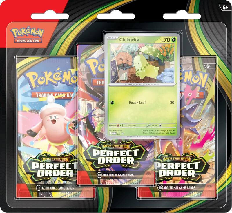 Perfect Order 3 Pack Blister [Chikorita] — Sealed — 5ac267c0-fcc8-4a7e-8dee-a7d70bb27396