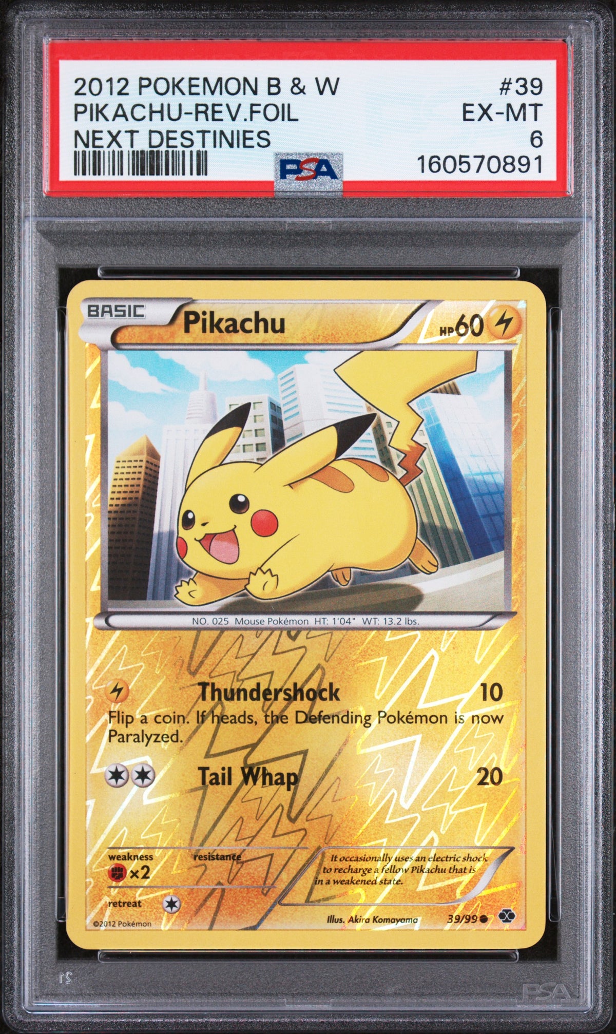 PIKACHU-REV.FOIL · #39 · POKEMON BLACK & WHITE NEXT DESTINIES · PSA 6 — PSA 6 — da9a1137-4b2a-4d45-9463-d170391397b4