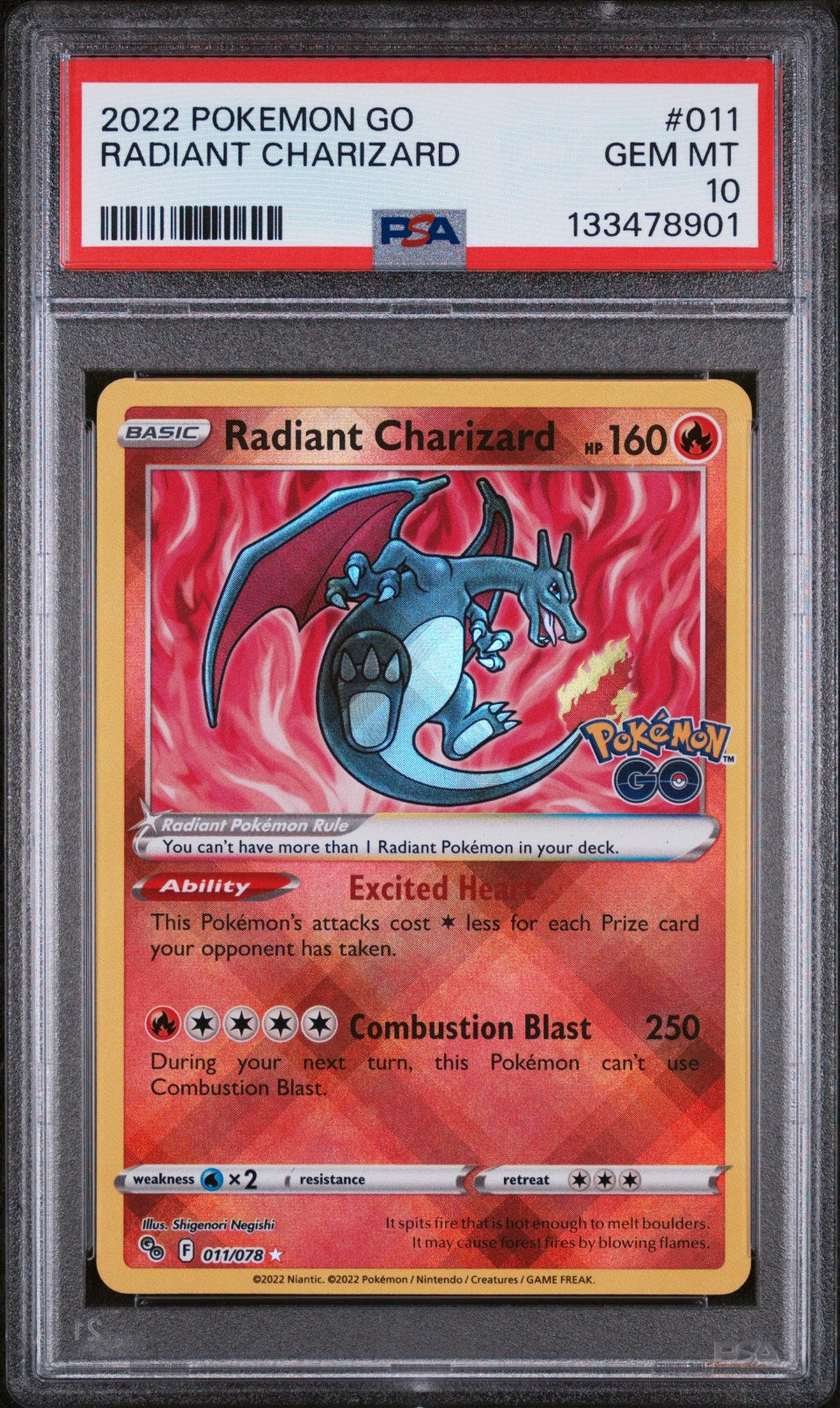 RADIANT CHARIZARD · #011 · POKEMON GO · PSA 10 — PSA 10 — 488063ae-f8a7-4b2a-9ae3-518a613b4609