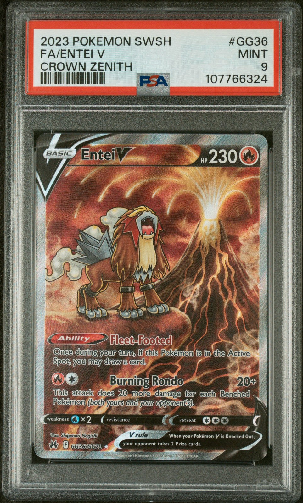 FA/ENTEI V · #GG36 · POKEMON SWORD AND SHIELD CROWN ZENITH · PSA 9 — PSA 9 — 493de689-9170-4dd2-8cd0-9c6f771702e4
