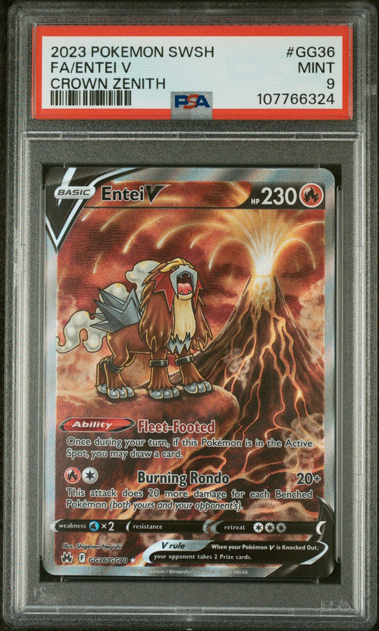 FA/ENTEI V · #GG36 · POKEMON SWORD AND SHIELD CROWN ZENITH · PSA 9 — PSA 9 — 493de689-9170-4dd2-8cd0-9c6f771702e4
