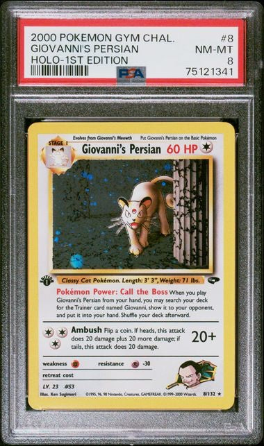GIOVANNI'S PERSIAN · #8 · POKEMON GYM CHALLENGE · PSA 8 — PSA 8 — 2997f8b8-88e7-4859-b535-cfea487a0000