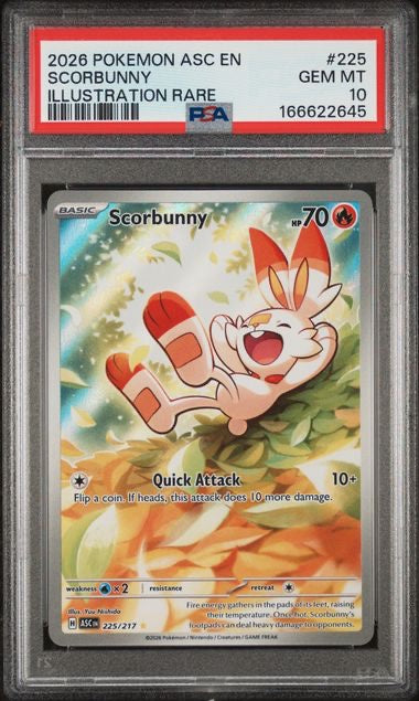 SCORBUNNY · #225 · POKEMON ASC EN-ASCENDED HEROES · PSA 10 — PSA 10 — 6ce3c23d-69be-4011-b80a-6599c58f1939