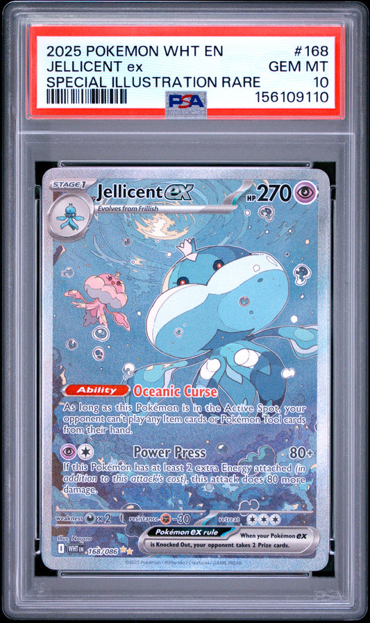 JELLICENT EX · #168 · POKEMON WHT EN-WHITE FLARE · PSA 10 — PSA 10 — dd8225b1-3577-465e-92b0-a863056e084b
