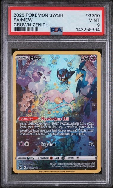 FA/MEW · #GG10 · POKEMON SWORD AND SHIELD CROWN ZENITH · PSA 9 — PSA 9 — 30bc5274-44a7-4fbb-b3cc-a395f4bf08a4