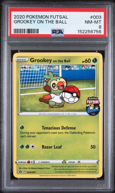 GROOKEY ON THE BALL · #003 · POKEMON FUTSAL · PSA 8 — PSA 8 — 6ce3c23d-69be-4011-b80a-6599c58f1939