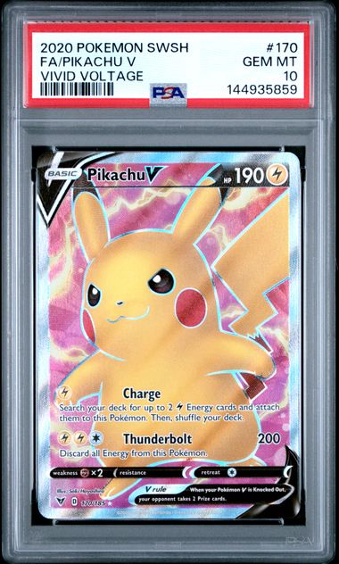FA/PIKACHU V · #170 · POKEMON SWORD & SHIELD VIVID VOLTAGE · PSA 10