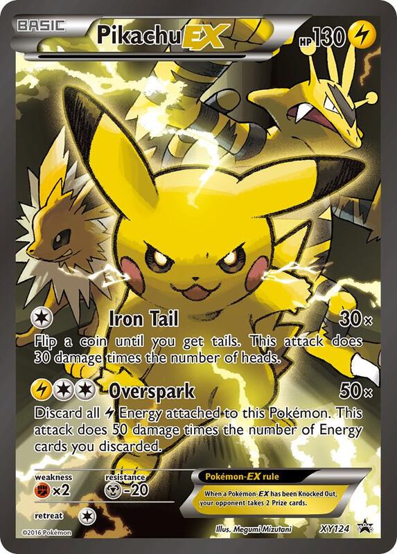Pikachu EX - XY124 — Heavily Played (HP) — 0dafeffc-0de1-4fb1-b628-72769714c726