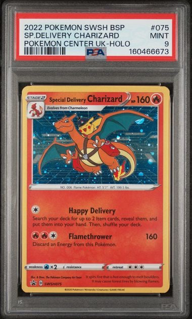 SP.DELIVERY CHARIZARD · #075 · POKEMON SWORD & SHIELD BLACK STAR PROMOS · PSA 9 — PSA 9 — 9de14e06-0e84-48ac-80e5-83e4ba6d1f2f