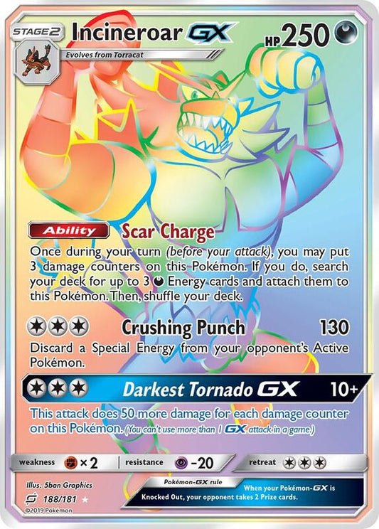 Incineroar GX (Secret) — Lightly Played (LP) — 368746e7-8487-47af-9851-154205b0ba88