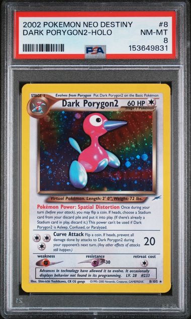 DARK PORYGON2-HOLO · #8 · POKEMON NEO DESTINY · PSA 8 — PSA 8 — 928da68f-2fce-4a9e-8517-bb3ec8feb5a0