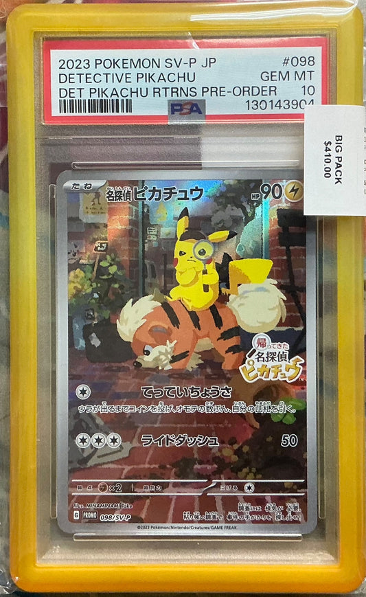 DETECTIVE PIKACHU · #098 · POKEMON JAPANESE SV-P PROMO · PSA 10 — PSA 10 — 11c22a1b-0fca-43a1-a6dc-87c7d99208ec