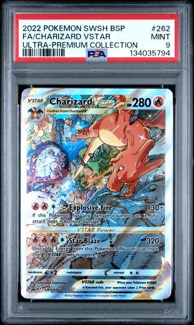 FA/CHARIZARD VSTAR · #262 · POKEMON SWSH BLACK STAR PROMO · PSA 9 — PSA 9 — adbc88a2-6e25-4d47-9913-e62597825d08