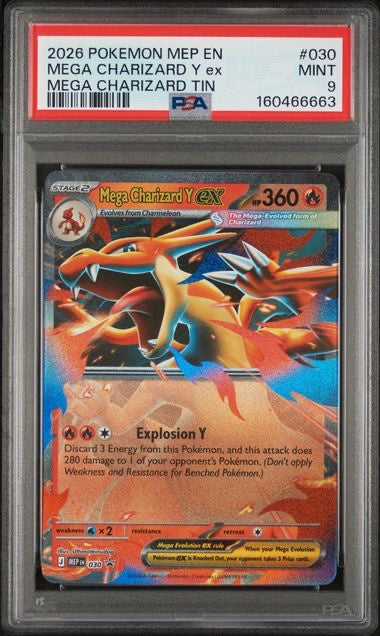 MEGA CHARIZARD Y EX · #030 · POKEMON MEP EN-MEGA EVOLUTION BLACK STAR PROMOS · PSA 9 — PSA 9 — 9de14e06-0e84-48ac-80e5-83e4ba6d1f2f