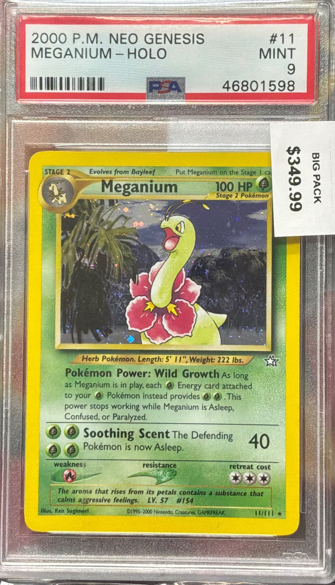 MEGANIUM-HOLO · #11 · POKEMON NEO GENESIS · PSA 9 — PSA 9 — be7eae25-4467-4e26-a0f2-f210bb37ec21