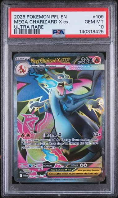 MEGA CHARIZARD X EX · #109 · POKEMON PFL EN-PHANTASMAL FLAMES · PSA 10 — PSA 10 — 0bb08287-8fc5-4daf-b795-58c6aa8847d2