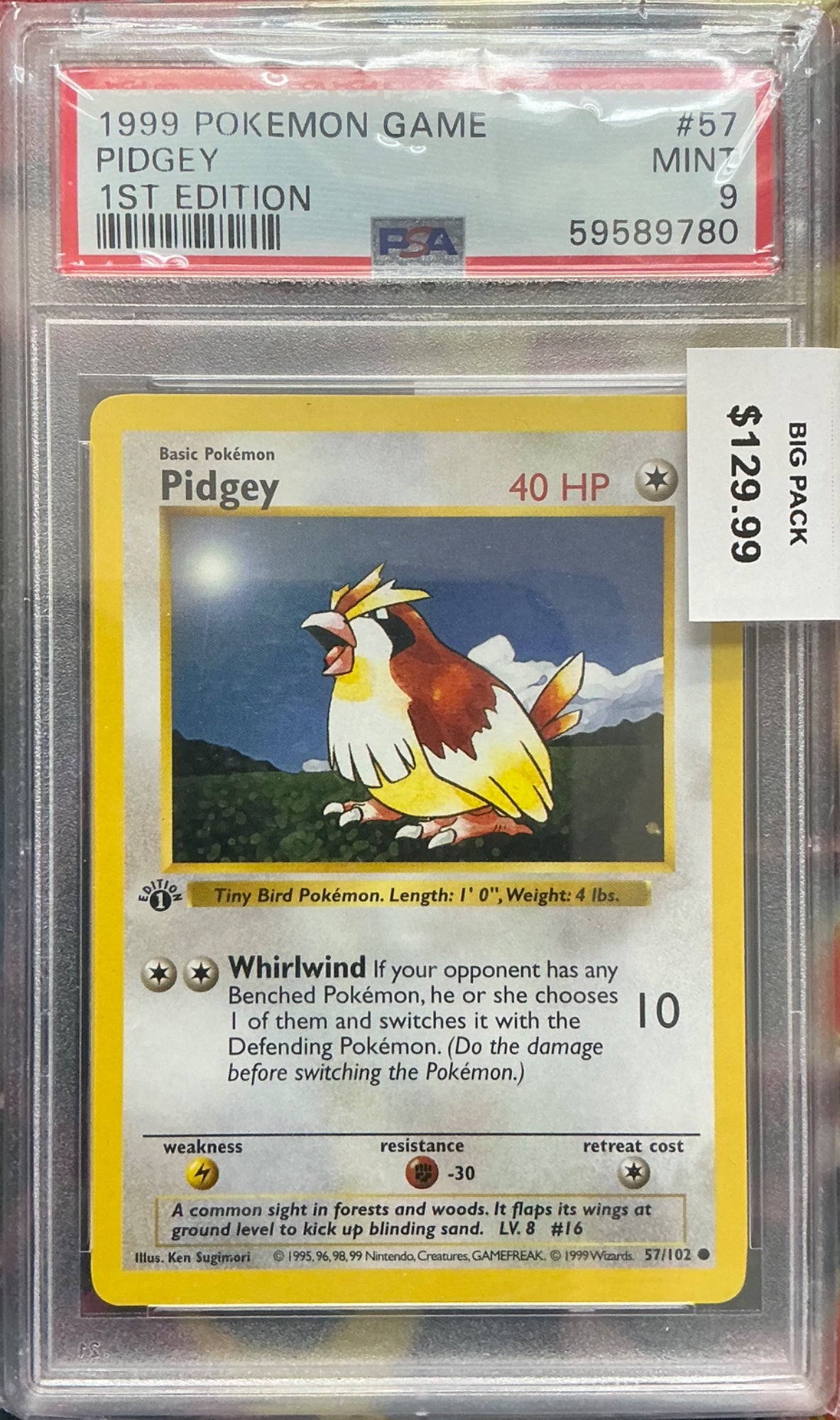PIDGEY · #57 · POKEMON GAME · 1ST EDITION · PSA 9 — PSA 9 — 77852362-4638-4627-89ee-e7bb40dfe2c6