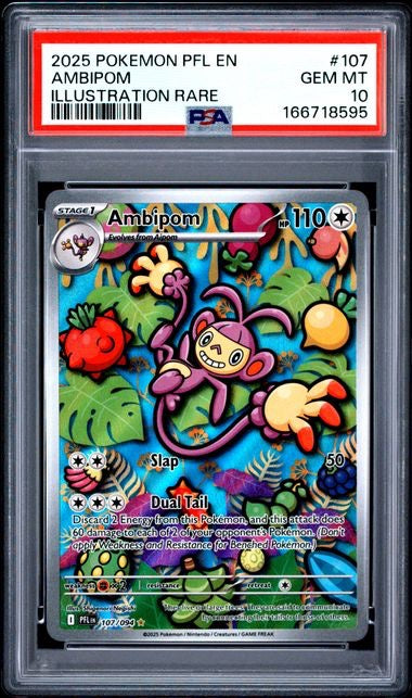 AMBIPOM · #107 · POKEMON PFL EN-PHANTASMAL FLAMES · PSA 10 — PSA 10 — a90c2ada-7fa3-42bd-a628-3aa719904680
