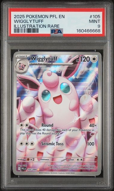 WIGGLYTUFF · #105 · POKEMON PFL EN-PHANTASMAL FLAMES · PSA 9 — PSA 9 — 9de14e06-0e84-48ac-80e5-83e4ba6d1f2f