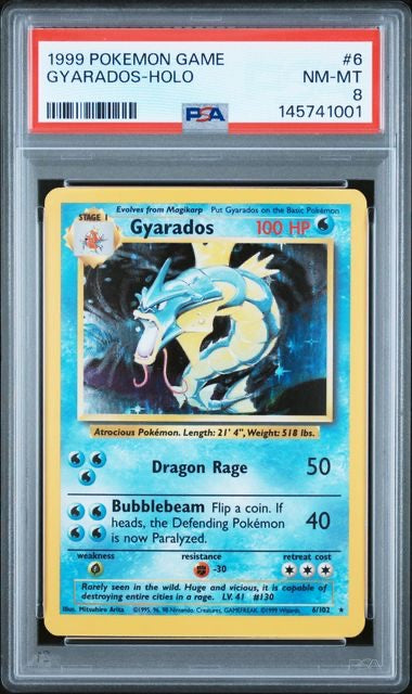 GYARADOS-HOLO · #6 · POKEMON GAME · PSA 8 — PSA 8 — d329fa14-12ef-4ae9-a4cf-709e2be8b81a